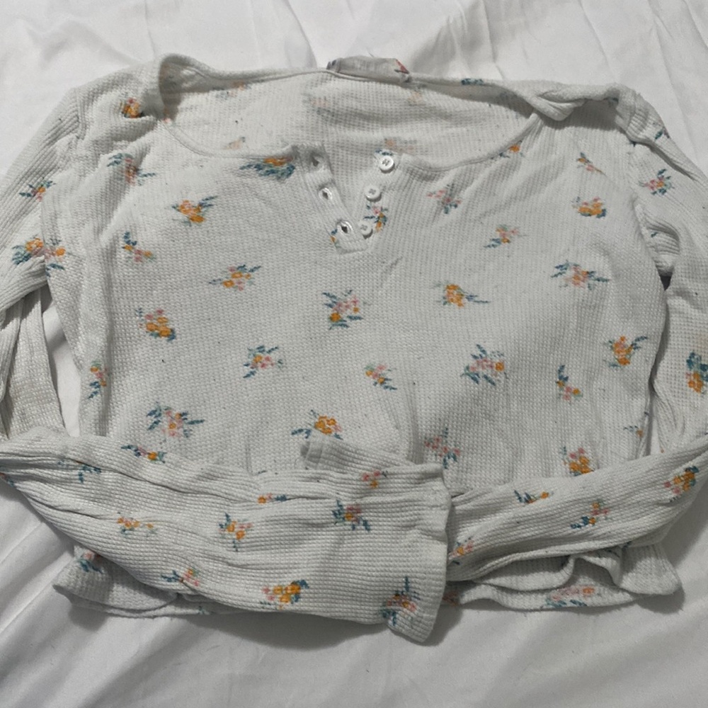 floral long sleeve half button up